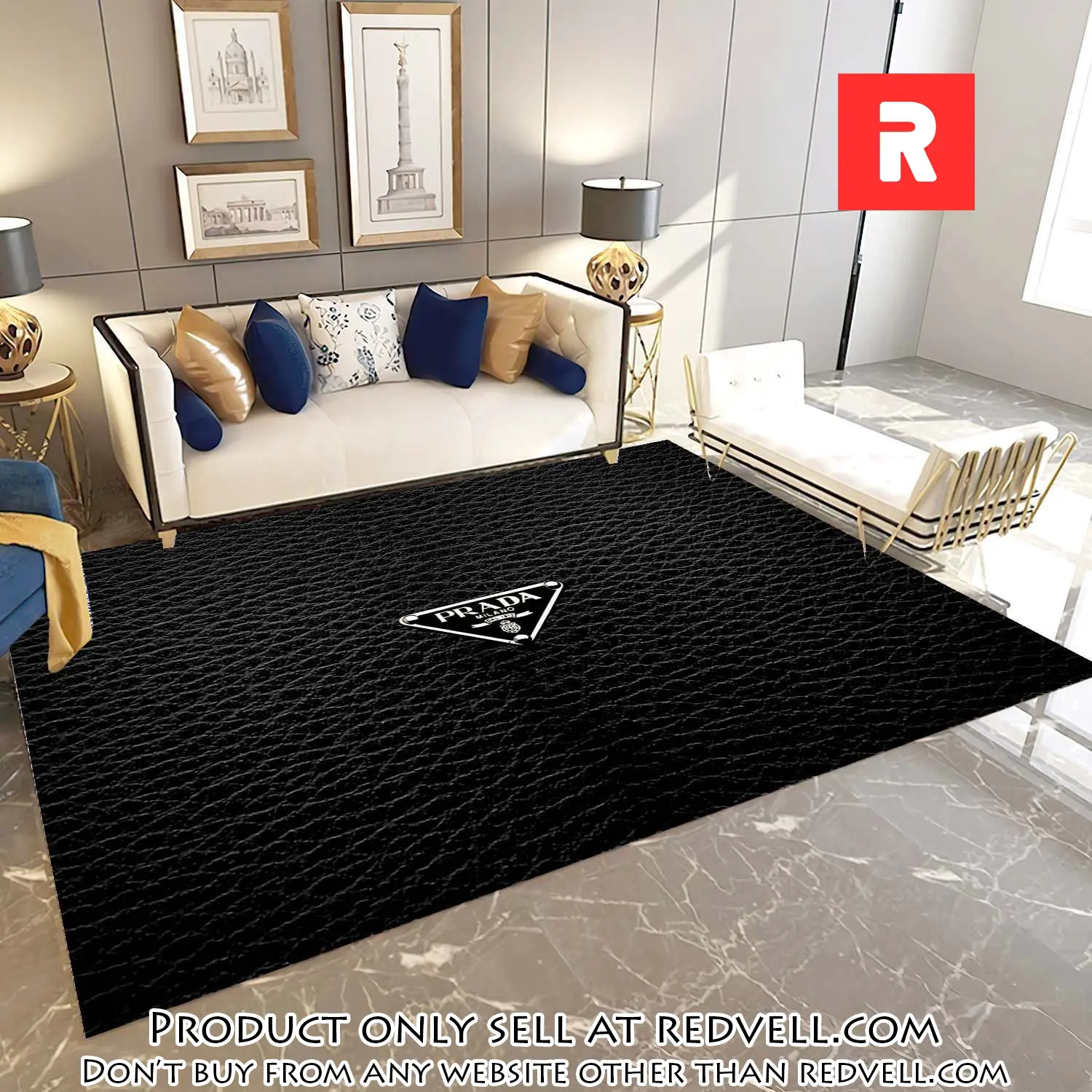 Prada luxury brand premium logo area rug carpet home decor rv4612057